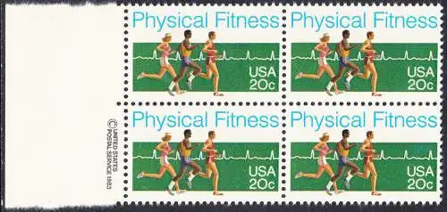 USA Michel 1629 / Scott 2043 postfrisch BLOCK RÄNDER links m/ copyright symbol - Körperliche Fitness: Langstreckenlauf, Elektrokardiogramm