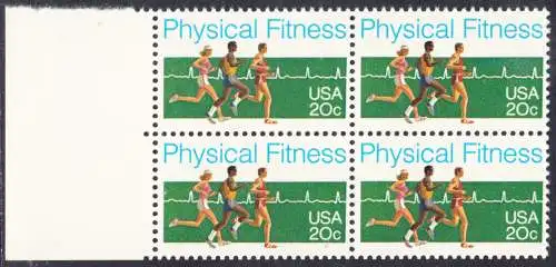 USA Michel 1629 / Scott 2043 postfrisch BLOCK RÄNDER links (a1) - Körperliche Fitness: Langstreckenlauf, Elektrokardiogramm