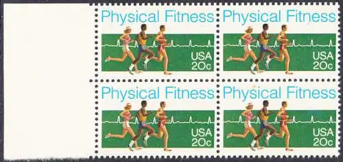 USA Michel 1629 / Scott 2043 postfrisch BLOCK RÄNDER links (a2) - Körperliche Fitness: Langstreckenlauf, Elektrokardiogramm