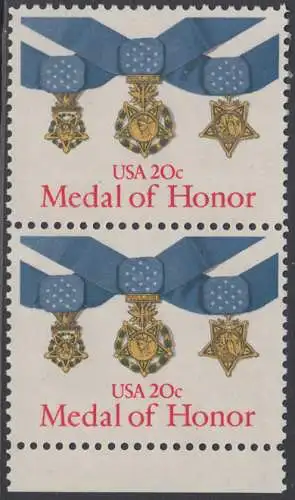 USA Michel 1633 / Scott 2045 postfrisch vert.PAAR RAND unten (a3) - Verdienstmedaillen des Heeres, der Marine und der Luftwaffe