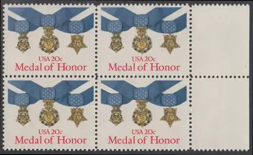 USA Michel 1633 / Scott 2045 postfrisch (Gumm.beeintr.) BLOCK RÄNDER rechts - Verdienstmedaillen des Heeres, der Marine und der Luftwaffe