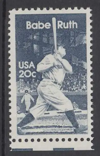 USA Michel 1641 / Scott 2046 postfrisch EINZELMARKE RAND unten (a2) - George Herman -Babe- Ruth (1895-1948), Baseballspieler