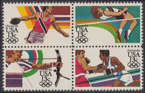 USA Michel 1644-1647 / Scott 2048-2051 postfrisch BLOCK - Olympische Sommerspiele 1984, Los Angeles