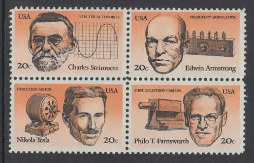 USA Michel 1653-1656 / Scott 2055-2058 postfrisch BLOCK - Erfinder