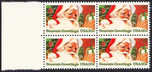 USA Michel 1664 / Scott 2064 postfrisch BLOCK w/ left margins - Weihnachten: Weihnachtsmann