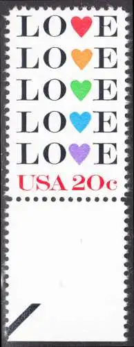 USA Michel 1677 / Scott 2072 postfrisch EINZELMARKE RAND unten (a1) - Grußmarke: Love