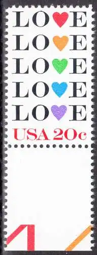 USA Michel 1677 / Scott 2072 postfrisch EINZELMARKE RAND unten (a2) - Grußmarke: Love