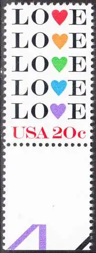 USA Michel 1677 / Scott 2072 postfrisch EINZELMARKE RAND unten (a3) - Grußmarke: Love