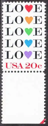 USA Michel 1677 / Scott 2072 postfrisch EINZELMARKE RAND unten (a4) - Grußmarke: Love