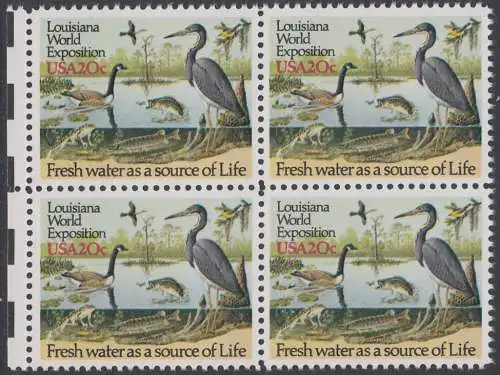 USA Michel 1694 / Scott 2086 postfrisch BLOCK RÄNDER links - Louisiana-Weltausstellung, New Orleans - Gewässerschutz