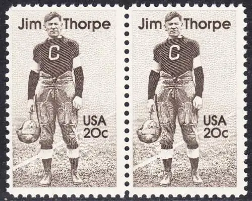 USA Michel 1697 / Scott 2089 postfrisch horiz.PAAR - Sportler: James Francis -Jim- Thorpe (1887-1953), Leichtathlet, Football- und Baseballspieler