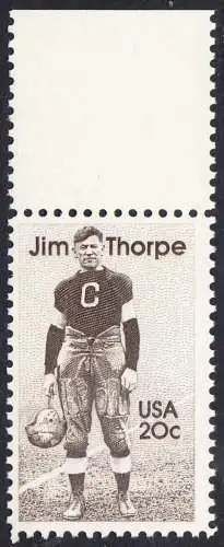 USA Michel 1697 / Scott 2089 postfrisch EINZELMARKE RAND oben (a1) - Sportler: James Francis -Jim- Thorpe (1887-1953), Leichtathlet, Football- und Baseballspieler