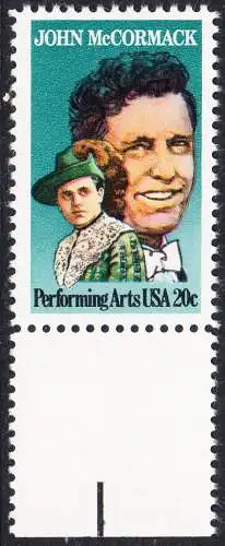 USA Michel 1699 / Scott 2090 postfrisch EINZELMARKE RAND unten (a3) - Darstellende Künste und Künstler: John McCormack (1884-1945), Sänger