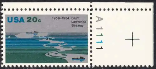 USA Michel 1700 / Scott 2091 postfrisch EINZELMARKE ECKRAND oben rechts m/ Platten-# A1111 - 25 Jahre St.-Lorenz-Seeweg