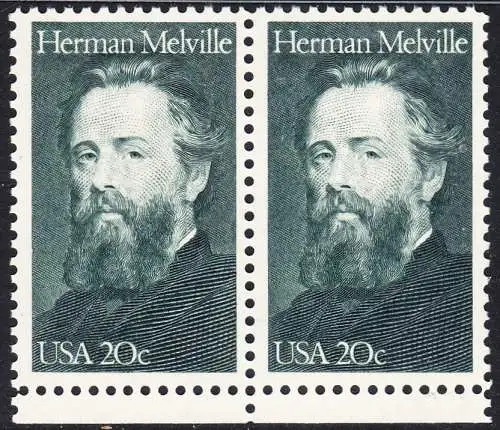 USA Michel 1703 / Scott 2094 postfrisch horiz.PAAR RÄNDER unten - Herman Melville. Schriftsteller