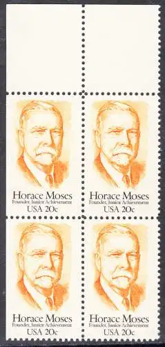 USA Michel 1704 / Scott 2095 postfrisch BLOCK RÄNDER oben (links ungezähnt) - Horace A. Moses, Industrieller und Philanthrop