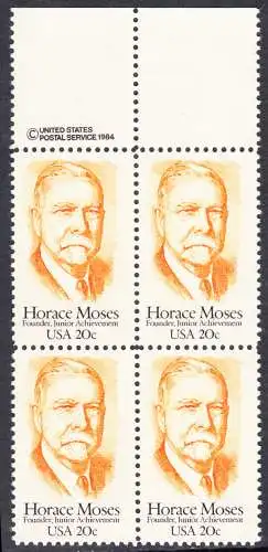 USA Michel 1704 / Scott 2095 postfrisch BLOCK RÄNDER oben w/ copyright symbol (a1) - Horace A. Moses, Industrieller und Philanthrop