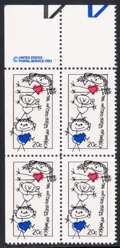 USA Michel 1713 / Scott 2104 postfrisch BLOCK RÄNDER oben m/ copyright-symbol (a1) - Einheit der Familie