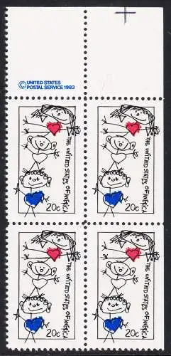 USA Michel 1713 / Scott 2104 postfrisch BLOCK RÄNDER oben m/ copyright-symbol (a2) - Einheit der Familie