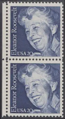 USA Michel 1714 / Scott 2105 (Gumm.beeintr.) vert.PAAR RÄNDER links - 100. Geburtstag von Eleanor Roosevelt, Politikerin