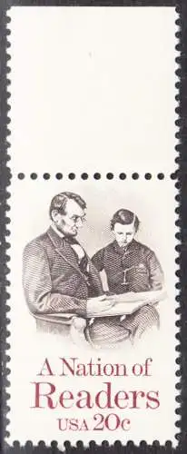 USA Michel 1715 / Scott 2106 postfrisch EINZELMARKE RAND oben (a1) - Lesen: Abraham Lincoln liest seinem Sohn vor