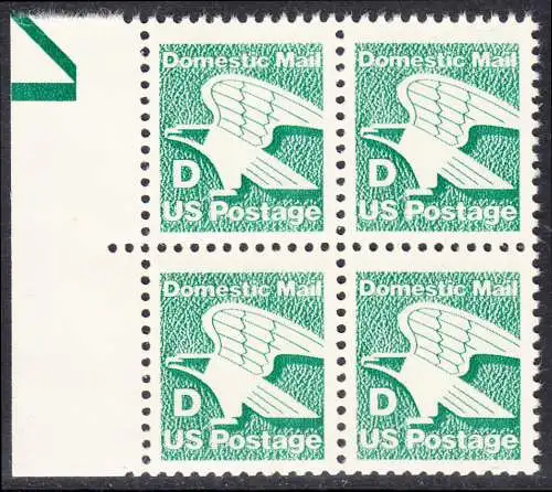 USA Michel 1722A / Scott 2111 postfrisch BLOCK RÄNDER links (a1)- Adler: Emblem der US-Post