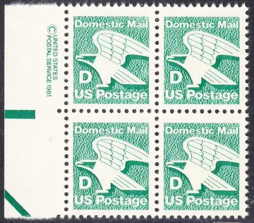 USA Michel 1722A / Scott 2111 postfrisch BLOCK RÄNDER links m/ copyright symbol - Adler: Emblem der US-Post