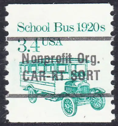 USA Michel 1755 / Scott 2123 postfrisch EINZELMARKE precancelled (a2) - Fahrzeuge: Schulbus