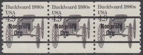 USA Michel 1758 / Scott 2124 postfrisch horiz.STRIP(3) precancelled (a2) - Fahrzeuge: Kutsche