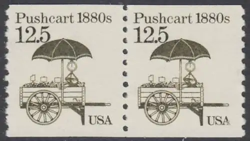 USA Michel 1748 / Scott 2133 postfrisch horiz.PAAR RAND (a2) - Fahrzeuge: Handkarren