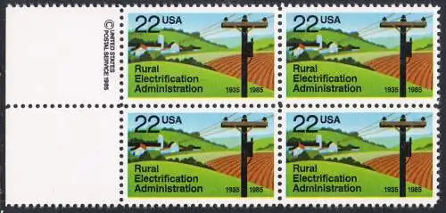 USA Michel 1752 / Scott 2144 postfrisch BLOCK RÄNDER links m/ copyright symbol (a3) - 50 Jahre Amt für die Elektrifizierung der ländlichen Gebiete