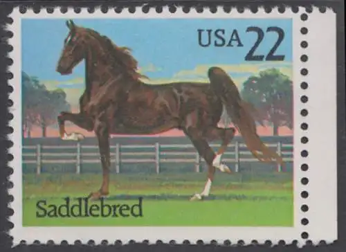 USA Michel 1769 / Scott 2157 postfrisch (Gumm.beeintr.) EINZELMARKE RAND rechts - Pferde: American Saddlebred