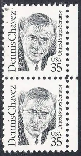USA Michel 2124 / Scott 2186 postfrisch vert.PAAR RÄNDER rechts - Amerikanische Persönlichkeiten: Dennis Chavez (1888-1962), Senator