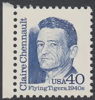 USA Michel 2104 / Scott 2187 postfrisch EINZELMARKE RAND links (a2) - Amerikanische Persönlichkeiten: Claire Lee Chennault (1890-1958), Generalleutnant der Luftwaffe