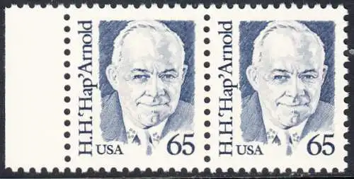 USA Michel 2026 / Scott 2191 postfrisch horiz.PAAR  RAND links - Amerikanische Persönlichkeiten: Henry Harley Hap Arnold (1886-1950), Luftwaffengeneral
