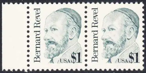 USA Michel 1850 / Scott 2193 postfrisch horiz.PAAR RAND links - Amerikanische Persönlichkeiten: Bernard Revel (1886-1940), Talmudist