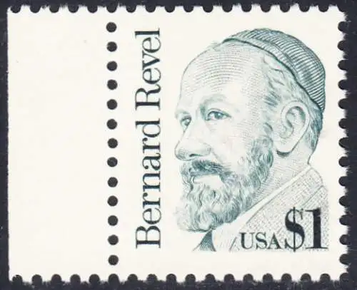 USA Michel 1850 / Scott 2193 postfrisch EINZELMARKE RAND links- Amerikanische Persönlichkeiten: Bernard Revel (1886-1940), Talmudist