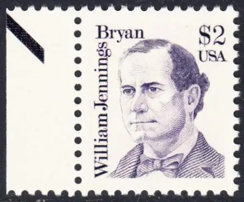 USA Michel 1791 / Scott 2195 postfrisch EINZELMARKE RAND links (a2) - Amerikanische Persönlichkeiten: William Jennings Bryan (1860-1925), Politiker