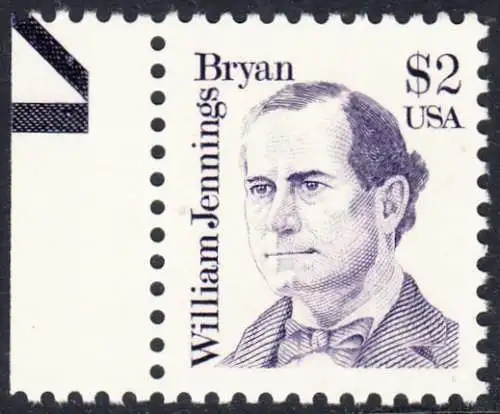 USA Michel 1791 / Scott 2195 postfrisch EINZELMARKE RAND links (a3) - Amerikanische Persönlichkeiten: William Jennings Bryan (1860-1925), Politiker