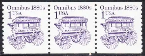 USA Michel 1860 / Scott 2225 postfrisch horiz.STRIP(5) - Fahrzeuge: Omnibus