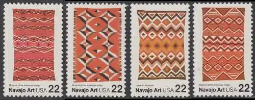 USA Michel 1845-1848 / Scott 2235-2238 postfrisch SATZ(4) EINZELMARKEN - Kunst der Navajo-Indianer: Handgewebte Teppiche