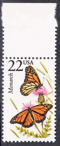 USA Michel 1884 / Scott 2287 postfrisch EINZELMARKE RAND oben  - Nordamerikanische Fauna: Monarchfalter 
