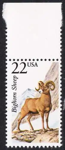 USA Michel 1885 / Scott 2288 postfrisch EINZELMARKE RAND oben - Nordamerikanische Fauna: Dickhornschaf 
