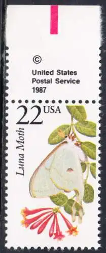 USA Michel 1890 / Scott 2293 postfrisch EINZELMARKE RAND oben m/ Cooyright-Symbol - Nordamerikanische Fauna: Mondspinner 