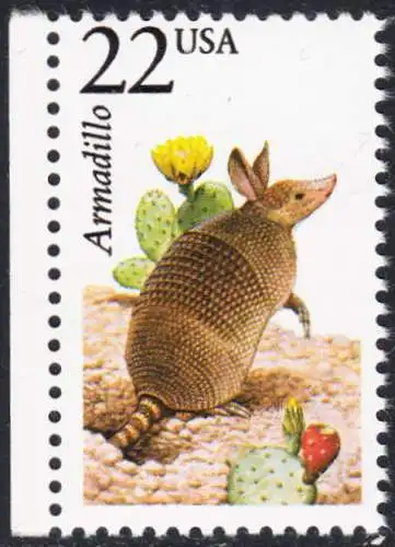 USA Michel 1893 / Scott 2296 postfrisch EINZELMARKE RAND links (a1) - Nordamerikanische Fauna: Neunbinden-Gürteltier 