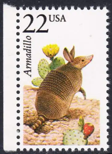 USA Michel 1893 / Scott 2296 postfrisch EINZELMARKE RAND links (a2) - Nordamerikanische Fauna: Neunbinden-Gürteltier 