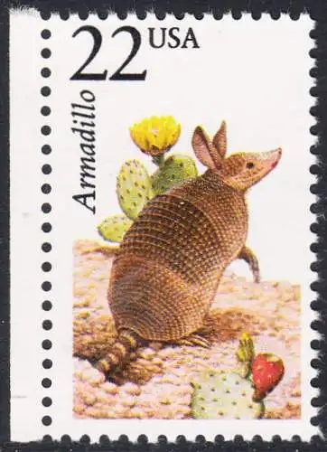 USA Michel 1893 / Scott 2296 postfrisch EINZELMARKE RAND links (a4) - Nordamerikanische Fauna: Neunbinden-Gürteltier 