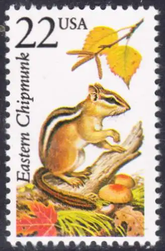 USA Michel 1894 / Scott 2297 postfrisch EINZELMARKE - Nordamerikanische Fauna: Streifenbackenhörnchen