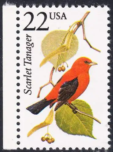 USA Michel 1903 / Scott 2306 postfrisch EINZELMARKE RAND links (a1) - Nordamerikanische Fauna: Scharlachtangare