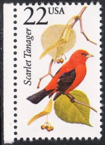 USA Michel 1903 / Scott 2306 postfrisch EINZELMARKE RAND links (a3) - Nordamerikanische Fauna: Scharlachtangare